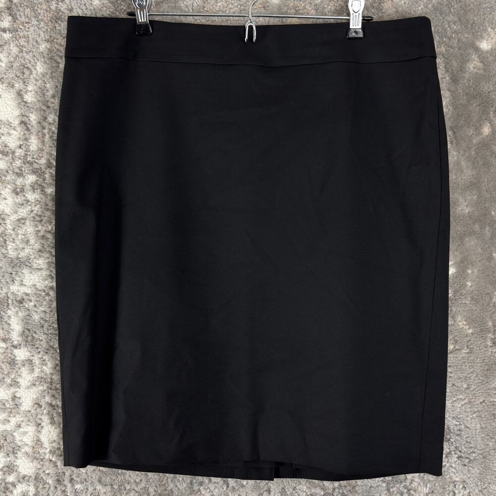 Jones New York Size 14 Minimalist Career Preppy Pencil Skirt Midi Black Zip Line